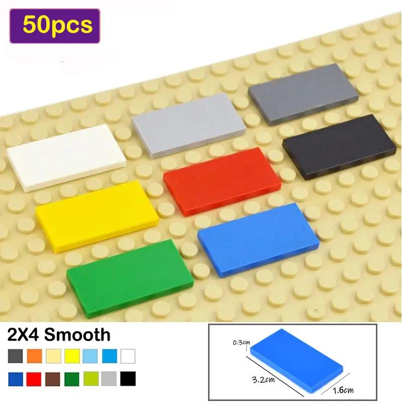 50pcs DIY Building Blocks Figures Bricks Smooth 2x4 Educational Creative Size Compatible With 87079 Plastic Toys for